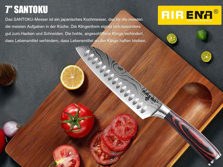 AIRENA Küchenmesser Set,3-tlg Messerset aus hochwertigem Carbon Edelstahl, Profi Messer set mit 8" K