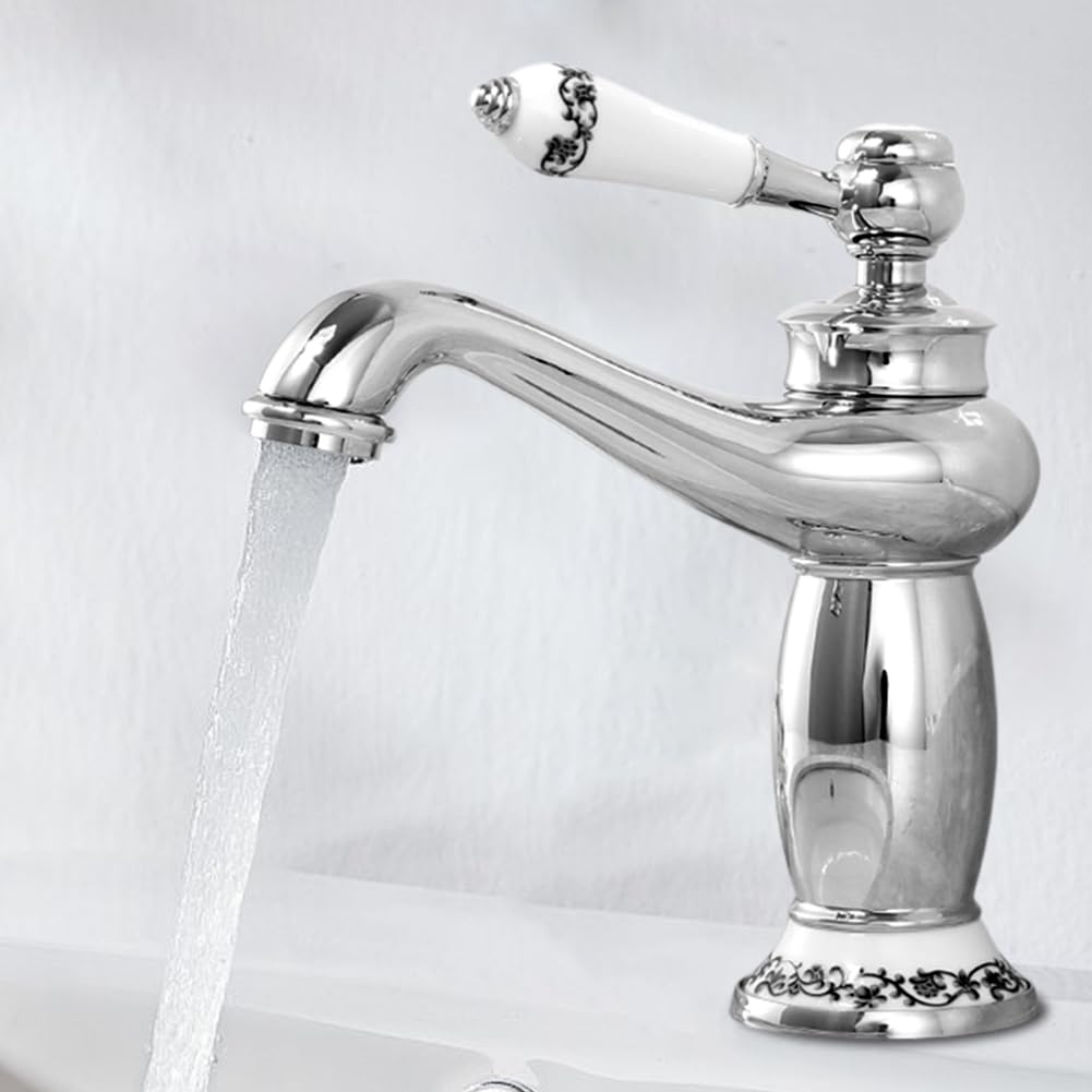 Bad Wasserhahn Retro, Messing Mischbatterie Waschbecken Armaturen, Waschtischarmatur Wasserhahn Bad