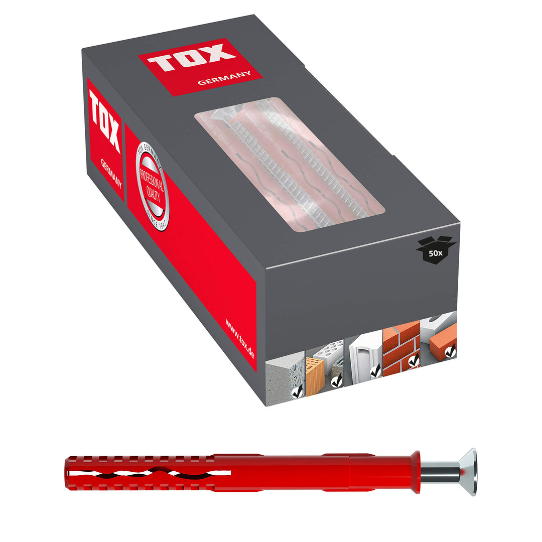TOX Rahmendübel Fassad SK 10 x 80 mm + Schraube, Dübel für sichere Befestigungen von Fassaden, Türen