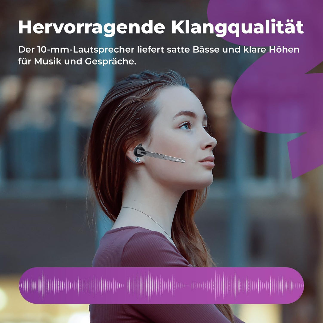 Spacetronik Bluetooth Headset mit Qualcomm Chip, Freisprechanlage Ohr