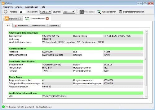 AutoDia K509 für CarPort Software CAN UDS oder KKL USB Diagnose Interface