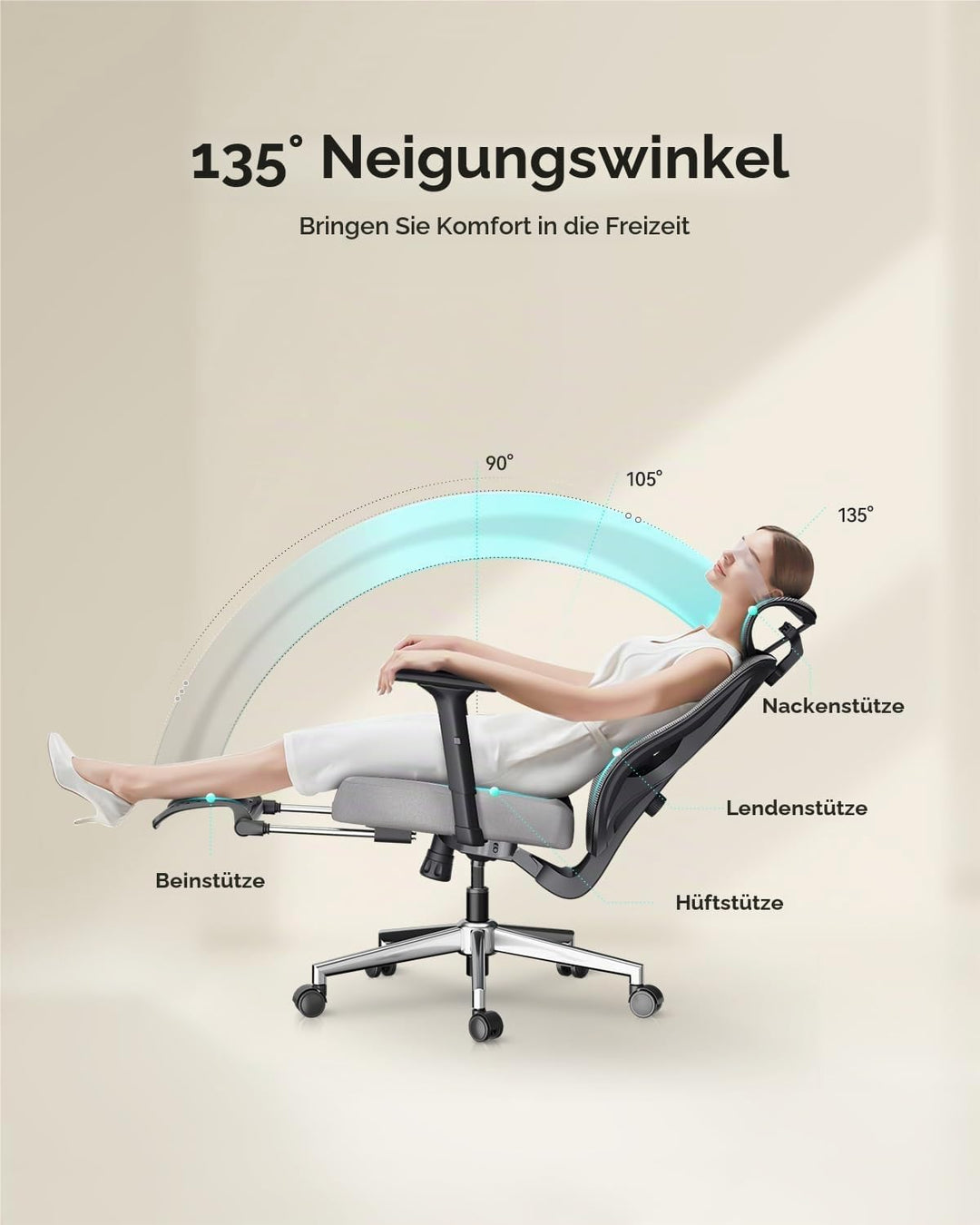 Hbada P5 Bürostuhl Ergonomischer 3 Orange, Orange