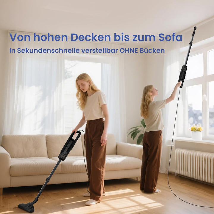 VersLife Staubsauger mit Kabel 6-in-1, 600 W Staubsauger beutellos Schwarz, Schwarz