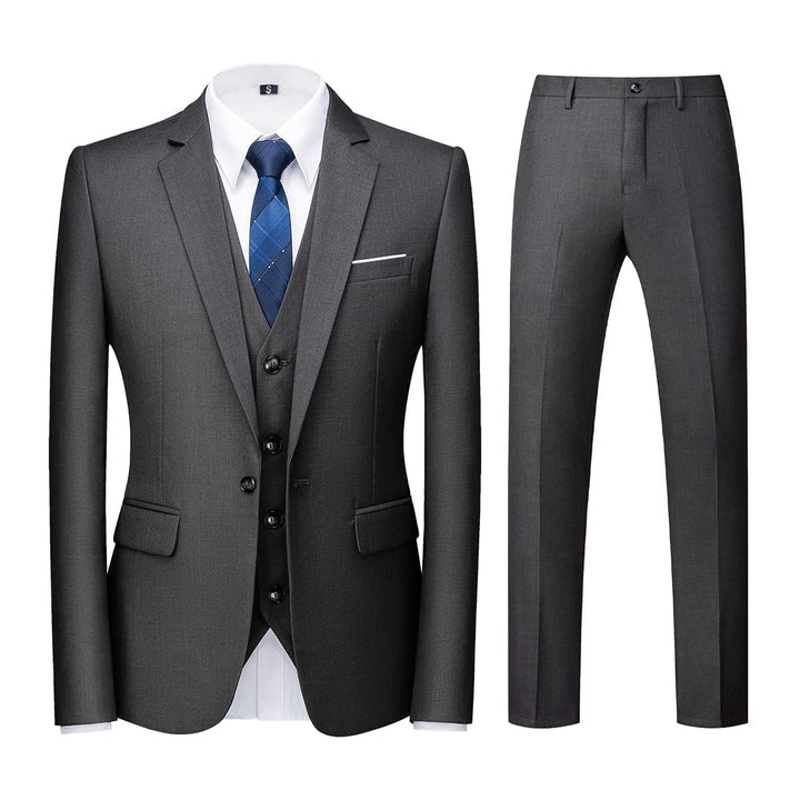 KUDORO Herren Anzüge 3-teilig Slim Fit Eine Knöpfe für Hochzeit Business Herrenanzug Sakko Weste Hos