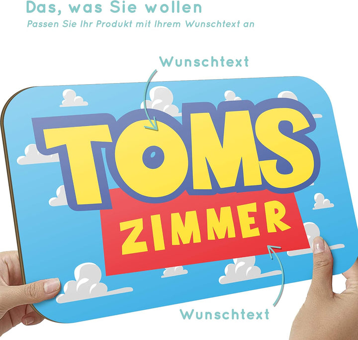 Elbeffekt Buntes Kinder Holzschild - personalisierbares Geschenk für Kinder - Kinderzimmer Deko - pe