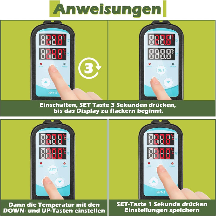 Sonnewelt 90W Gewächshausheizung mit thermostat gewächshaus Elektrische Heizung für Gewächshäuser mi