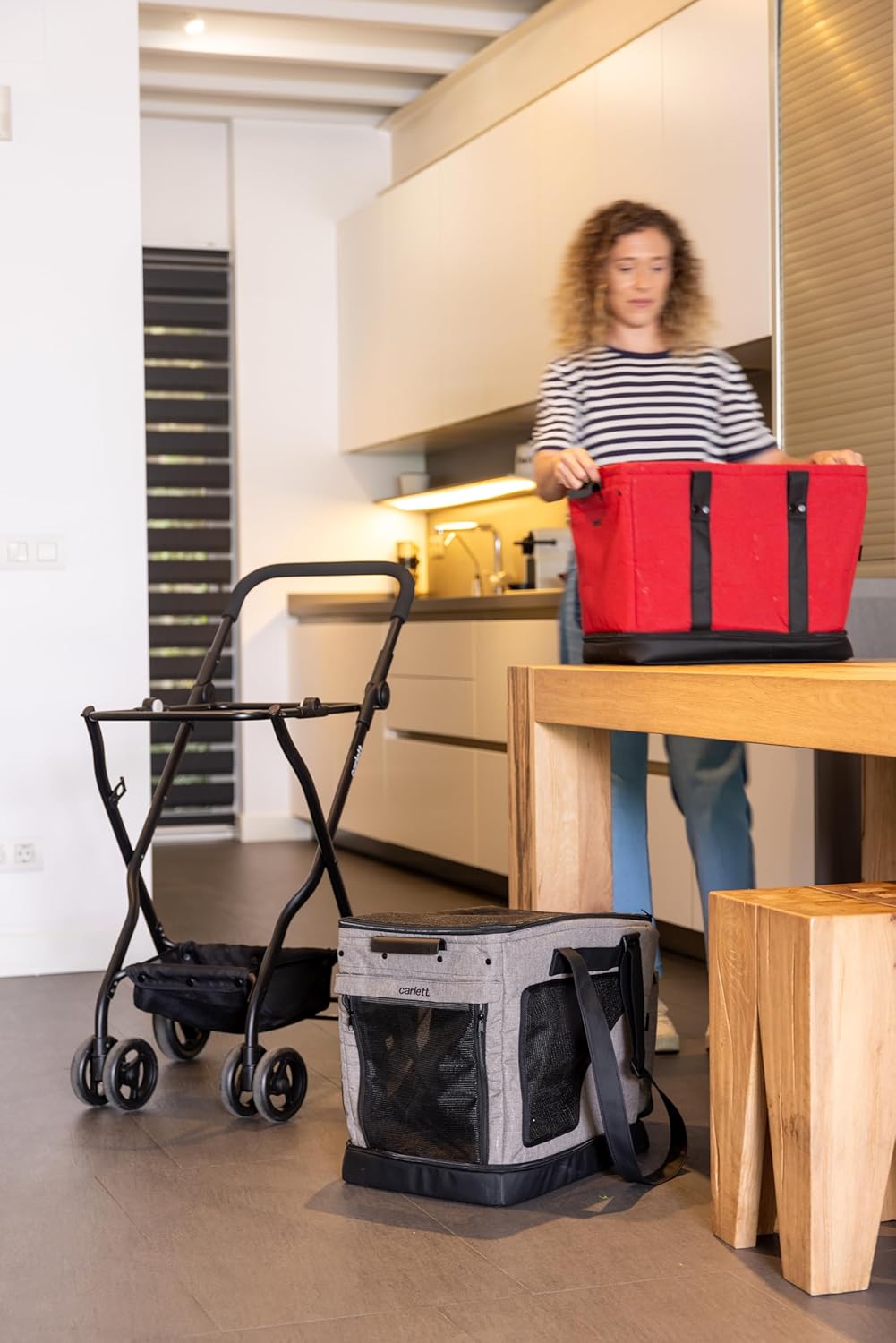 Carlett - Cube S | Faltbarer Einkaufswagen mit Abnehmbarer Tasche | Korb lässt Sich in eine Handtasc