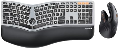 ProtoArc EM11 NL Ergonomische Vertikale Maus und EK01 Plus Ergonomische Tastatur Kabellos Beleuchtet