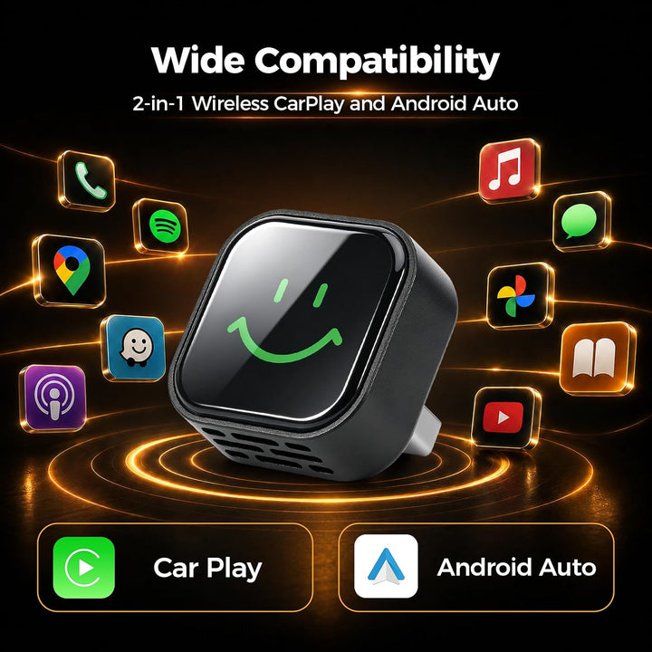 2026 CarPlay &amp; Android Auto 2-in-1 Wireless Adapter, 2.4/5GHz WiFi, BT5.0, USB-C/A, Plug &amp; Play, EIN
