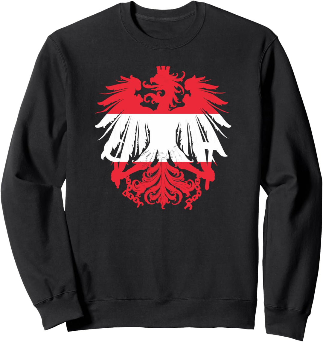 Rot Weiss Rot mit Adler - Österreich Flagge Sweatshirt