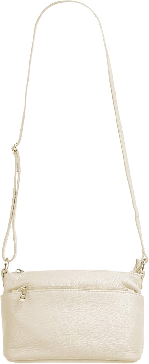 Cluty Umhängetasche echt Leder Damen - 020617 Beige, Beige