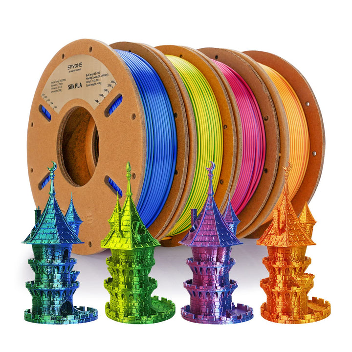 ERYONE Dual Zweifarbig Silk PLA Filament 1.75mm, 3D Printer Filament PLA +/-0.03mm, 4x250g /Pack, Ro