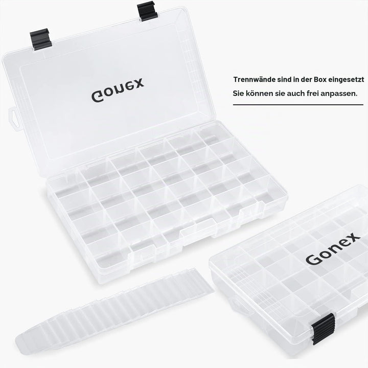 Gonex Köderboxen Angeln, Tackle Boxes 3/4 Stück, Transparente Kunststoff Angelbox mit Verstellbaren