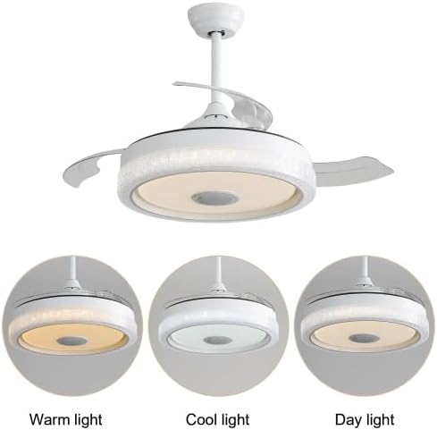 Deckenventilator 42 Zoll Weiss mit RGB LED &amp; Lautsprecher, APP Steuerung