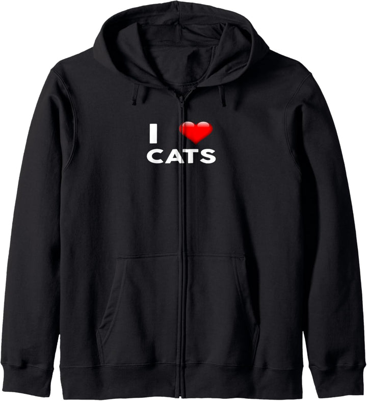 I Love CATS Kapuzenpullover Heart CAT Kapuzenjacke