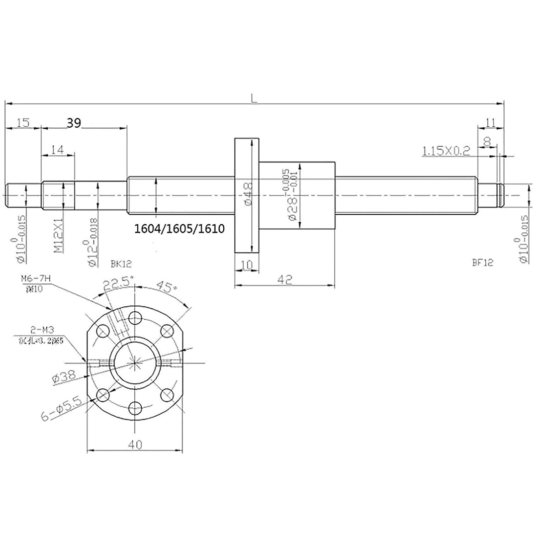 HGR20 Linearführungen 2 Stück 300 mm Linearführung mit 4 Stück HGW20CC Lagerblock + 300 mm SFU1605 K