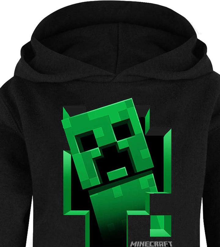 Minecraft Jungen Creeper Hoody Kapazenpullover 9-10 Jahre Schwarz, 9-10 Jahre Schwarz