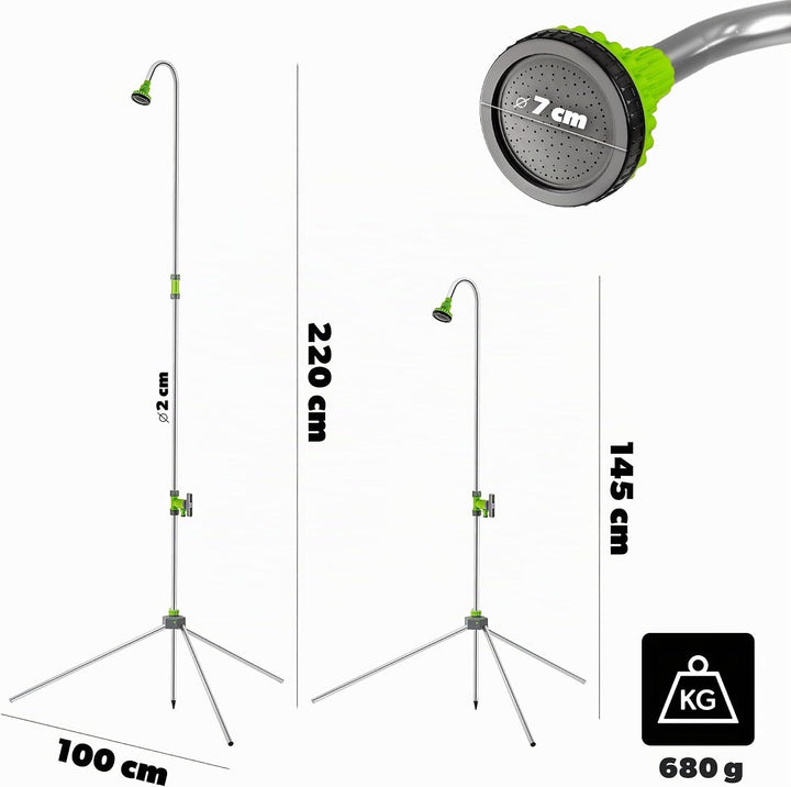 KADAX Gartendusche mit Verstellbarer Höhe, Aussendusche mit 1/2 Zoll Anschluss für Gartenschlauch, C