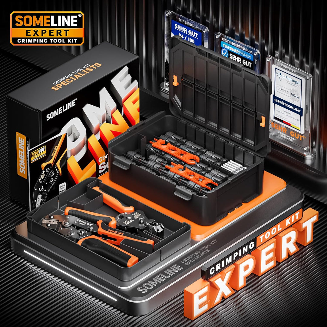 SOMELINE Solar Crimpzange Set für 2,5/4/6 mm² PV Kabel – 15 Paar Solar Stecker, Automatische Abisoli