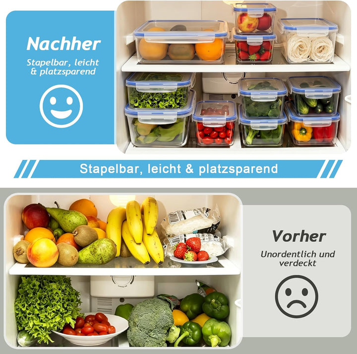 Glasbehälter mit Deckel 16-teilig(8 Behälter&amp; 8 Deckel),Meal Prep Boxen Glas,Spülmaschinenfest, Mikr