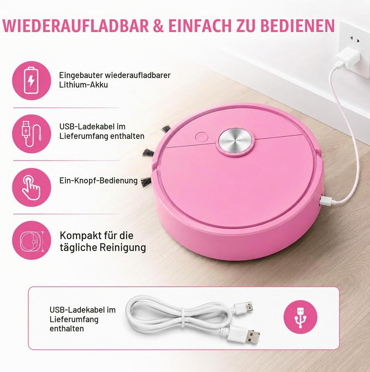 Mini Saugroboter, Mini staubsauger Roboter, Kleiner Saugroboter, Staubsaugerroboter für Auto, 3-in-1