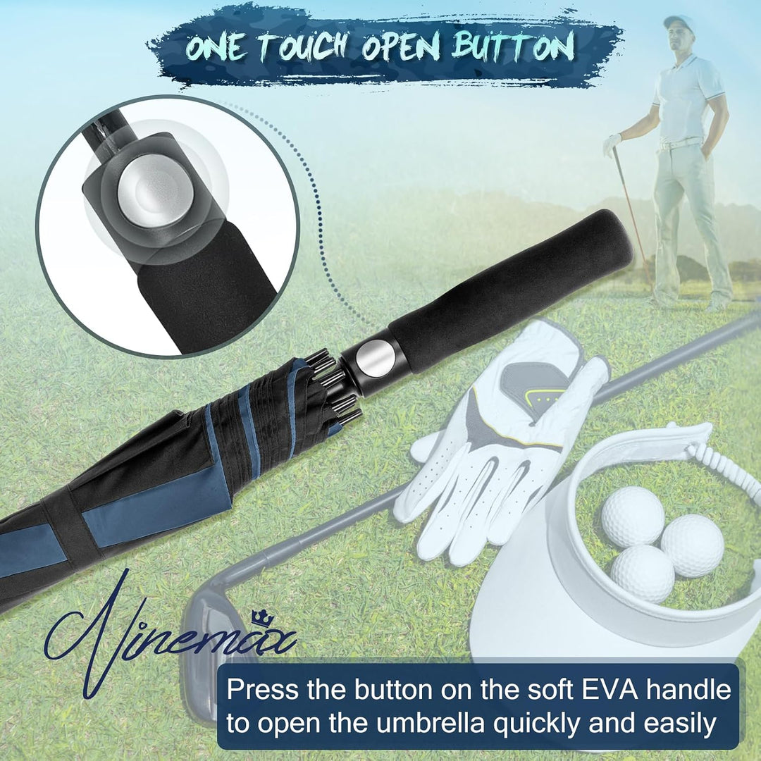 NINEMAX Golfschirm Gross 62/68 Inch Golf Regenschirm Sturmfest Automatik Öffnen Golf Regenschirm Dop