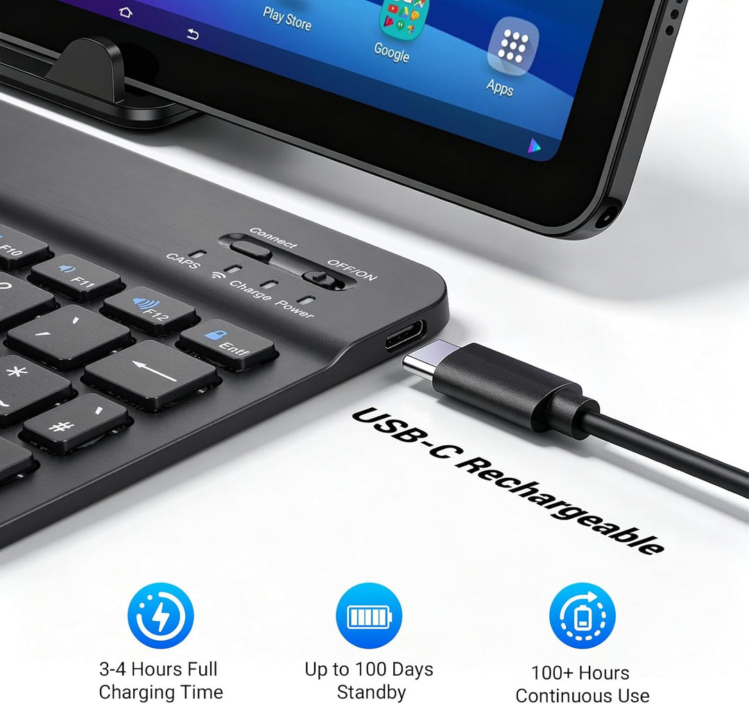 Kabellose Bluetooth Tastatur mit Maus Set, 2.4G USB &amp; Bluetooth 5.0 Dual-Modus Multi-Device Tablet T