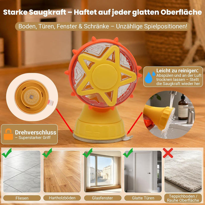 Riesenrad Katzenspielzeug interaktiv mit Saugnapf &amp; Angel, Gelb
