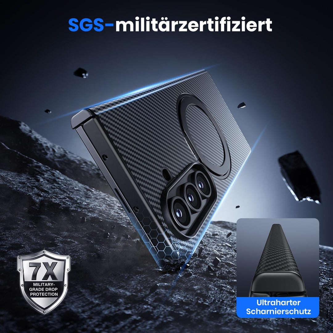 Hoerrye für Samsung Galaxy Z Fold 8 Ultra Hülle mit 360°Ständer black, black