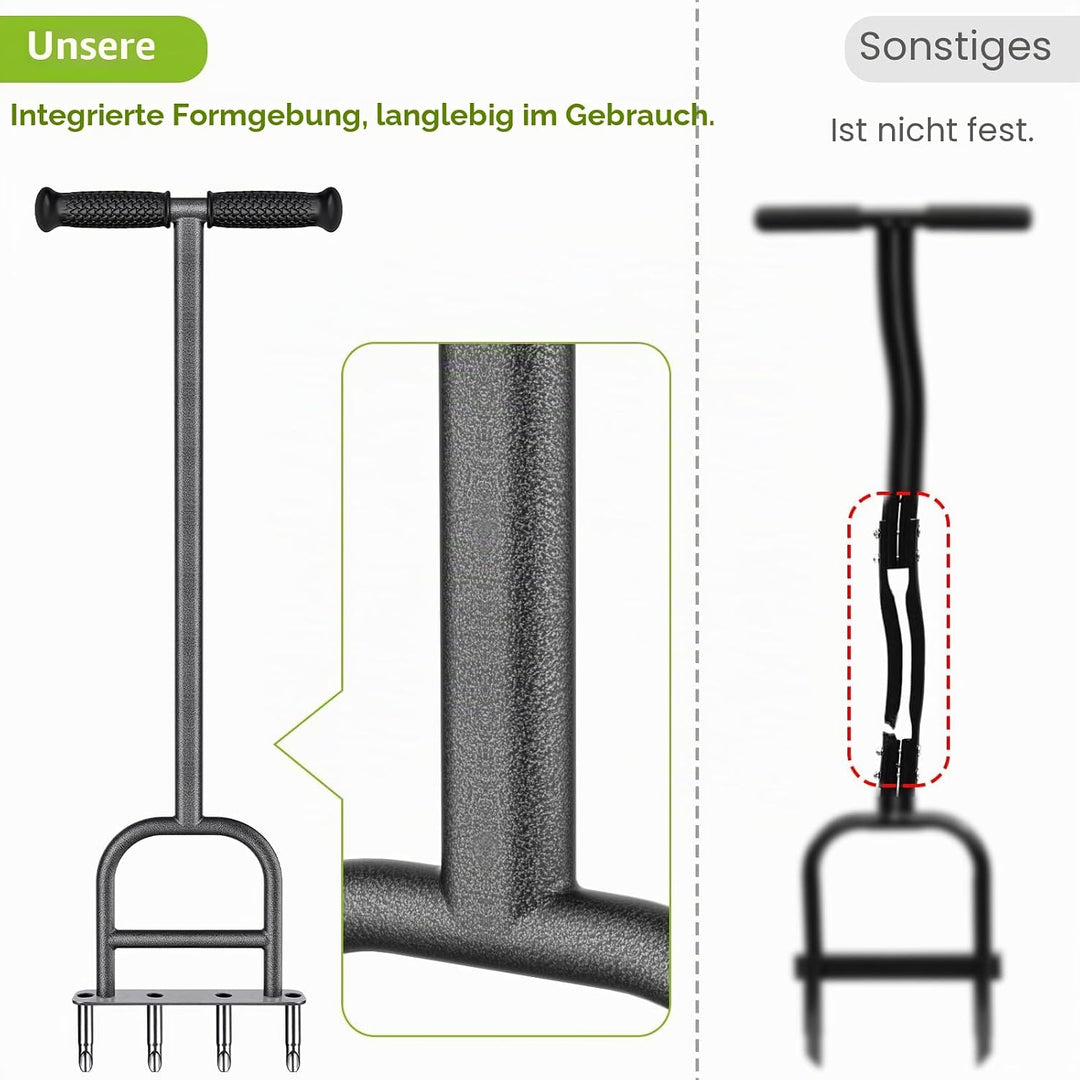 Dolibest Rasenlüfter Aerifiziergabel 4 Hohlspoon/1-piece Stange 4 Hohlzinken-1-piece Stange, 4 Hohlz