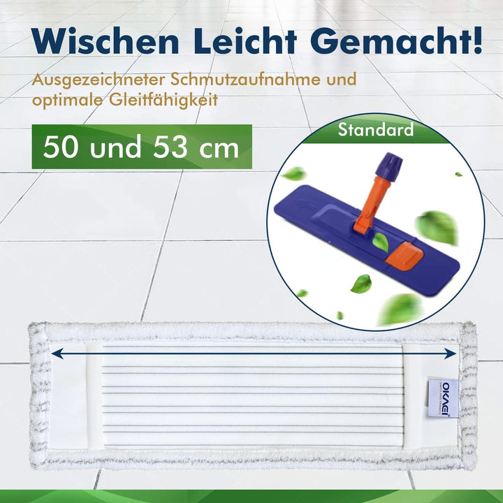 Okaei 10 Stück Wischmopp Bezug (50 cm) - Premium Bodenwischer-Wischbezug aus 100% Microfaser - Bezug