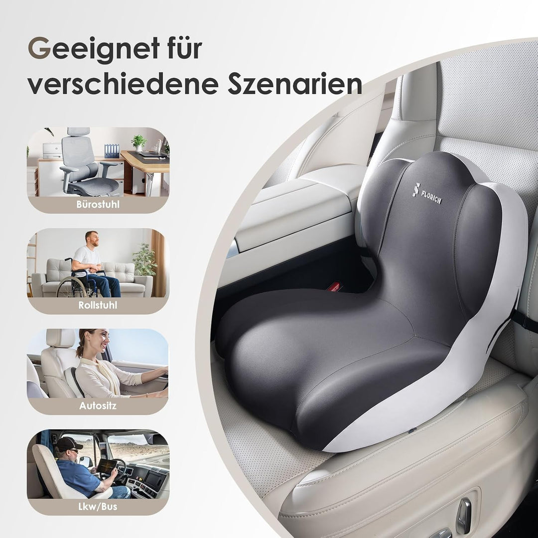 FLORICH Sitzkissen Orthopädisch und Lendenstützkissen Memory-Schaum Ergonomisches Sitzkissen einteil