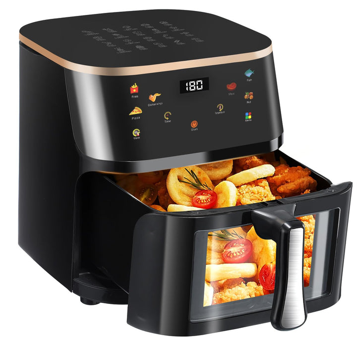 HeissLuftfritteuse, 9 Liter, Touchdisplay, HeissLuftfritteuse Mit Sichtfenster Pro Air Fryer Timer &amp;