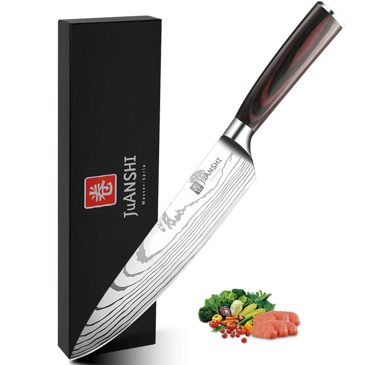 JUANSHI® Kochmesser 20 cm, Japanisches Küchenmesser, Edelstahl A-chef-20cm, A-chef-20cm