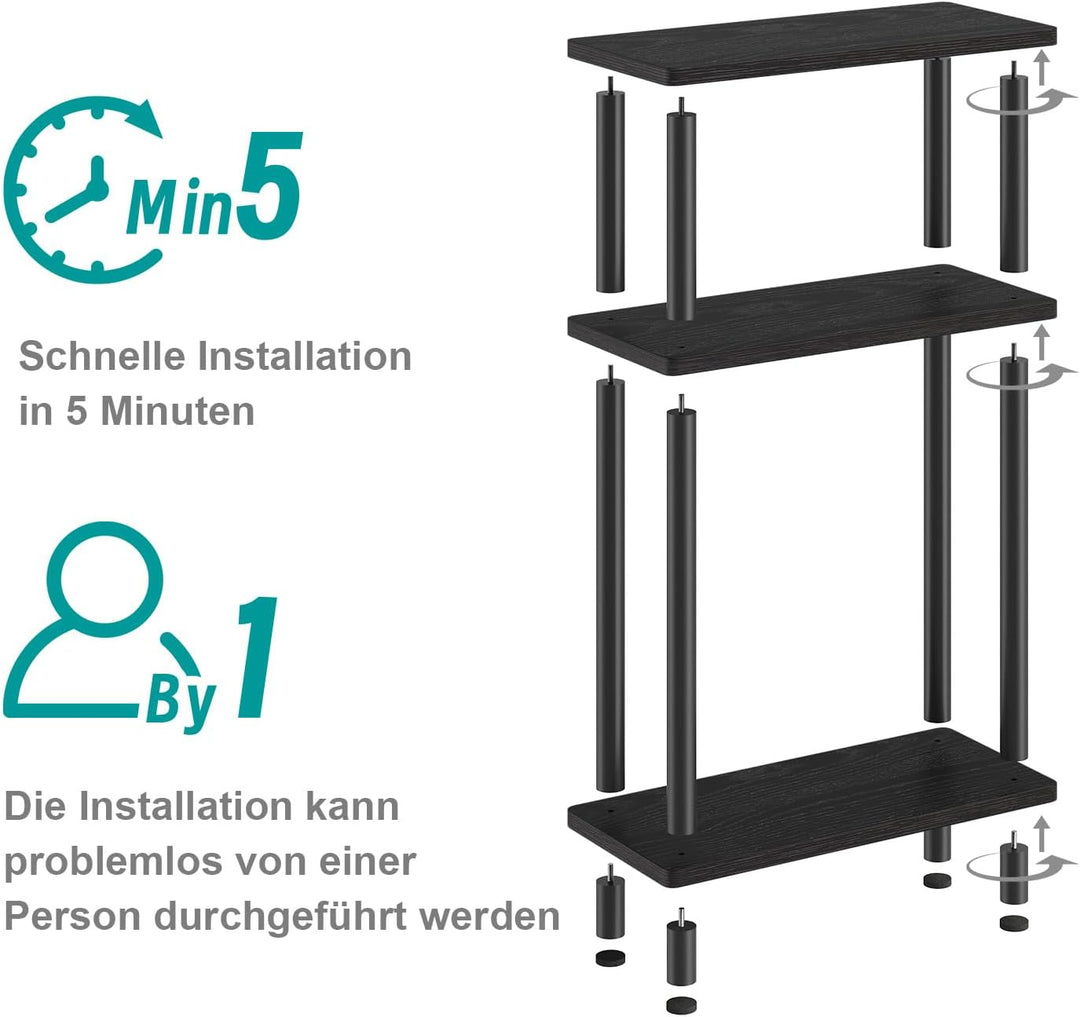 YOUDENOVA Beistelltisch Holz, Beistelltisch Schmal, 40x18x61.5 cm, 3 Tier Kleiner Tisch Für Wohnzimm