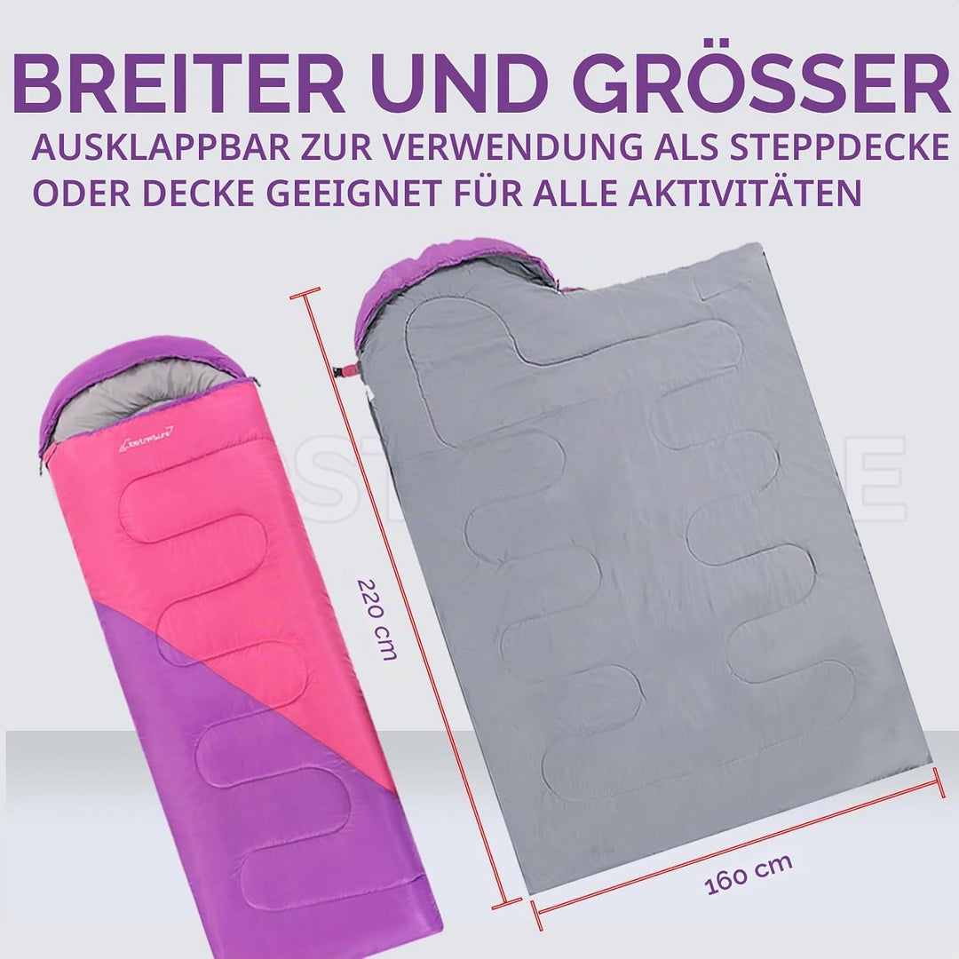 Clostnature Leichter Camping Schlafsack, 3-4 Jahreszeiten Deckenschlafsack Violett 0.9 KG, Violett 0
