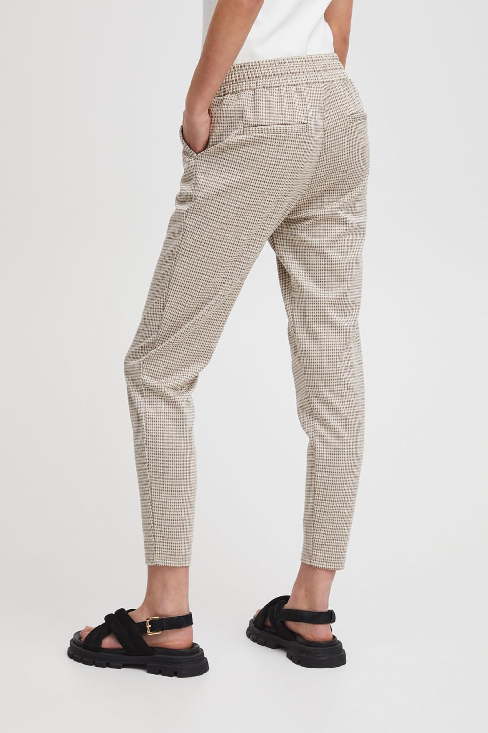 ICHI IHKATE Cameleon PA Damen Hose Stoffhose mit Stretch Enger Schnitt Elastikbund S Sandshell (1309