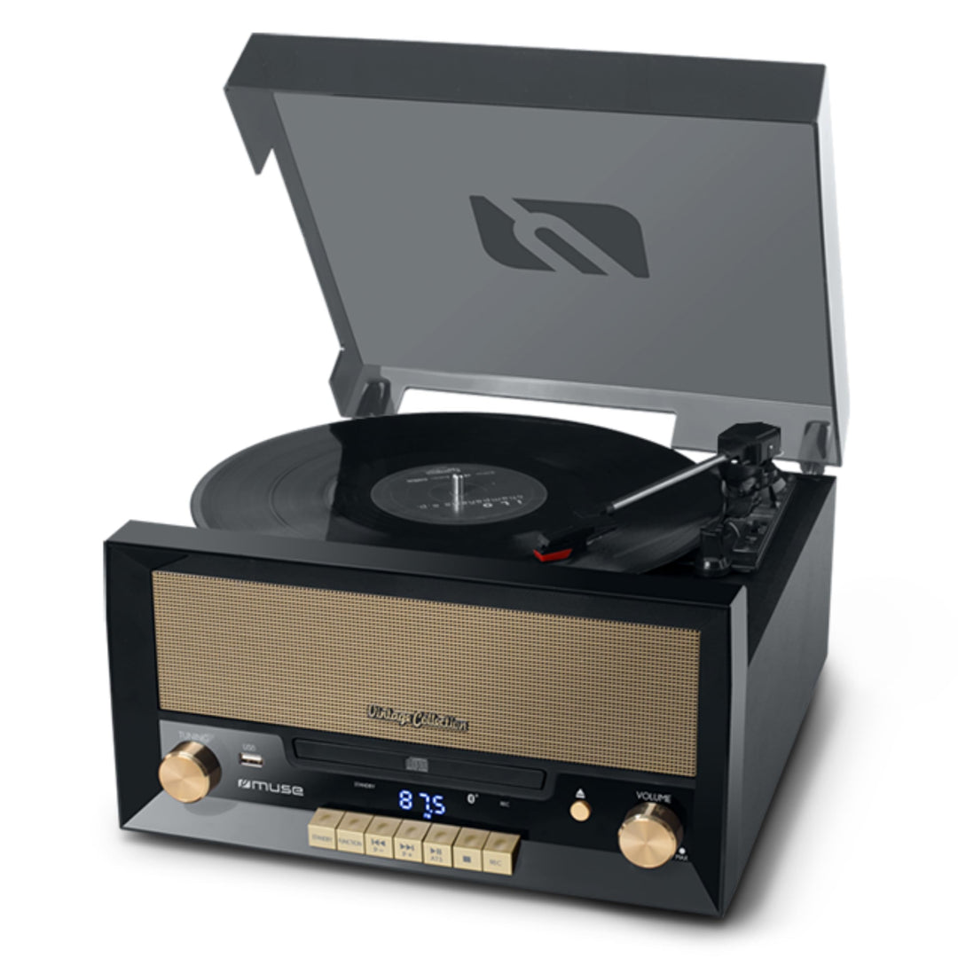 Muse MT-110 B Retro Plattenspieler mit USB, AUX-In, CD, Bluetooth schwarz