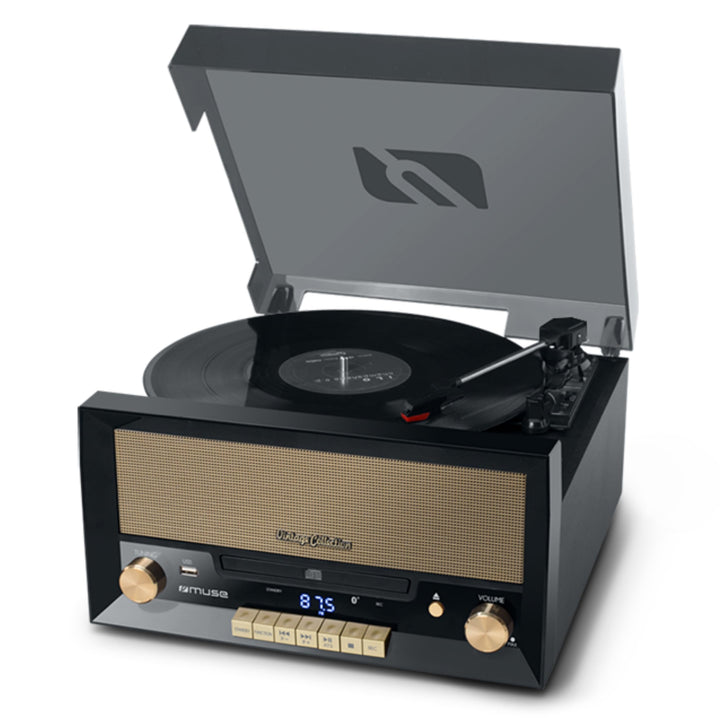 Muse MT-110 B Retro Plattenspieler mit USB, AUX-In, CD, Bluetooth schwarz