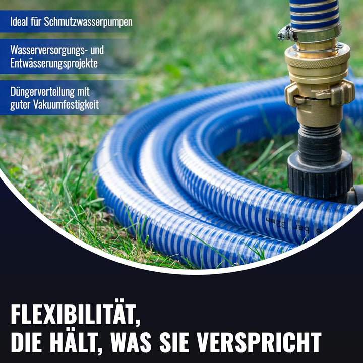 Poppstar PVC Saugschlauch 1 1/4 Zoll Spiralschlauch (25m Wasserschlauch mit ID 32mm / AD 40mm, bis 8