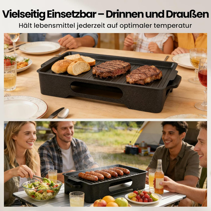 GEEKHOM BBQ Warmhalteplatte fürs Grillen Grosse Aluminium Grill Heizplatte mit Antihaftbeschichtung