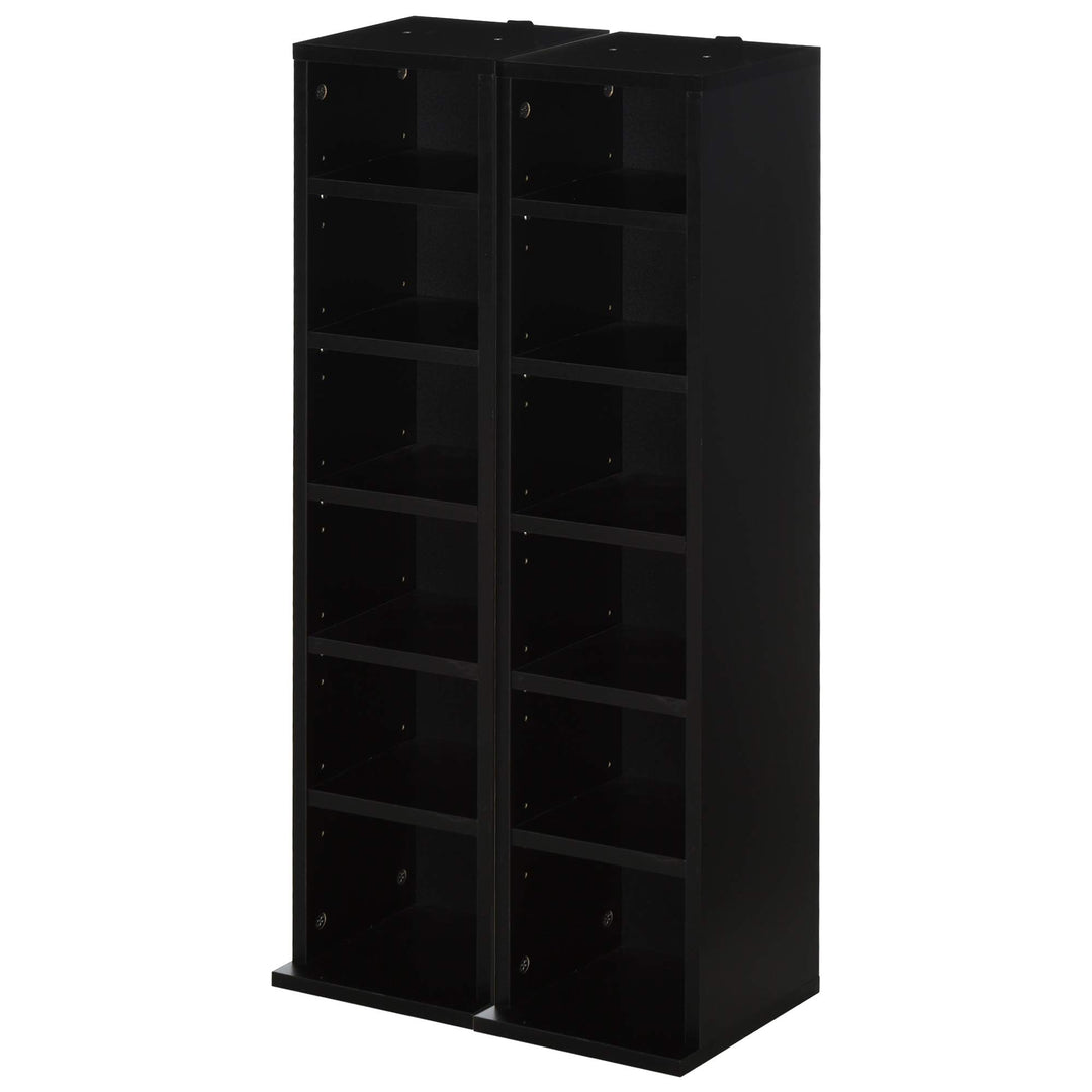 HOMCOM 2er-Set Regale Säulenschrank CD-DVD-Aufbewahrung 6 + 6 Fächer 21 x 22,5 x 88,5 cm max. Kapazi