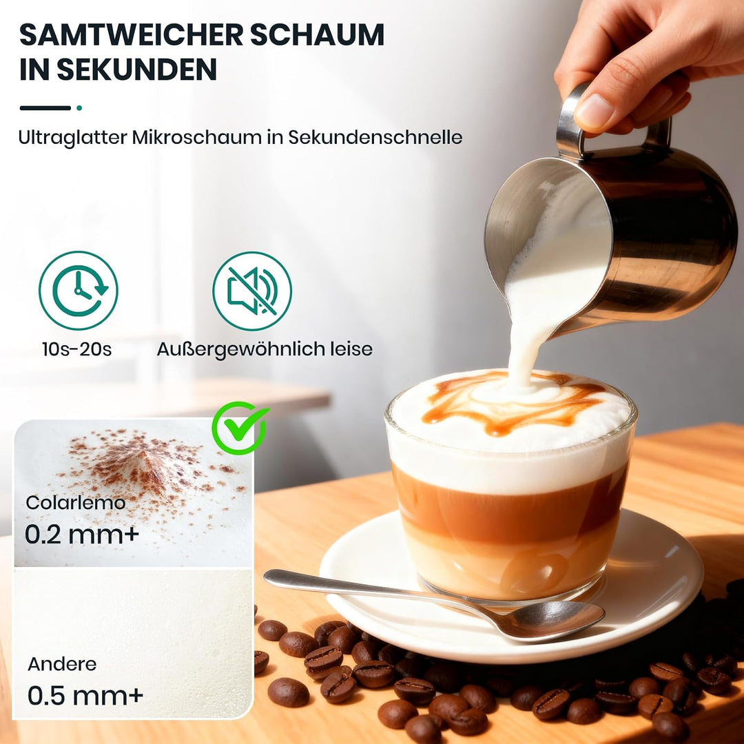 Milchaufschäumer Elektrisch mit 3 Quirl USB-C Wiederaufladbar Milchschäumer Schwarz ohne Ständer, Sc