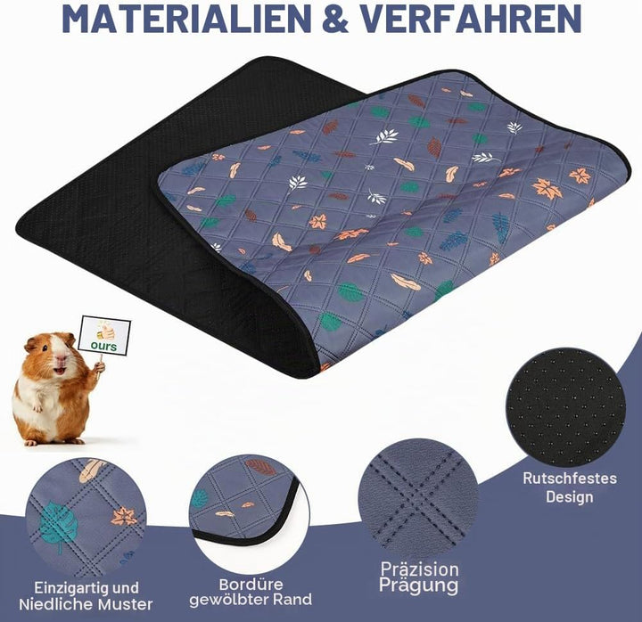 AUYAO Wiederverwendbare PIPI Pads Matte für Meerschweinchen, 2PC Waschbar und 4 Lagen Super Saugfähi