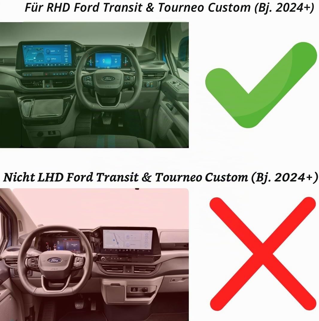 Handyhalterung für Ford Transit &amp; Tourneo Custom (ab 2024) – Fahrzeugspezifischer Clip für 13" Displ
