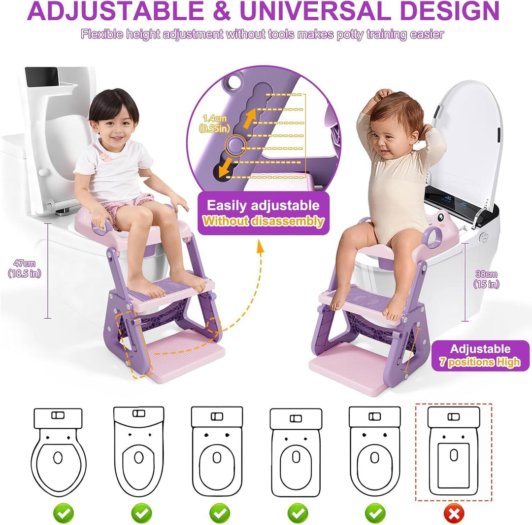Toilettensitz Kinder mit Treppe,Stabil Kinder Toilettensitz mit Dreiecksstruktur,3 in 1 Toilettentra