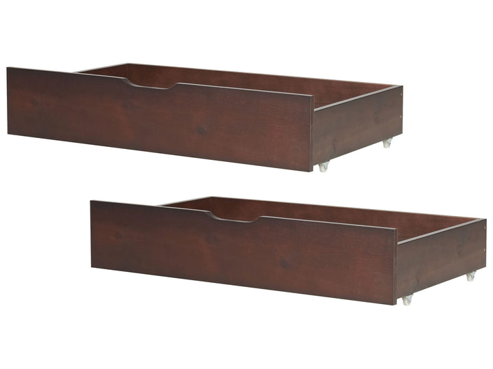 Bettschublade auf Rollen 2er Set Kiefernholz dunkelbraun 97 x 58 cm Rumilly