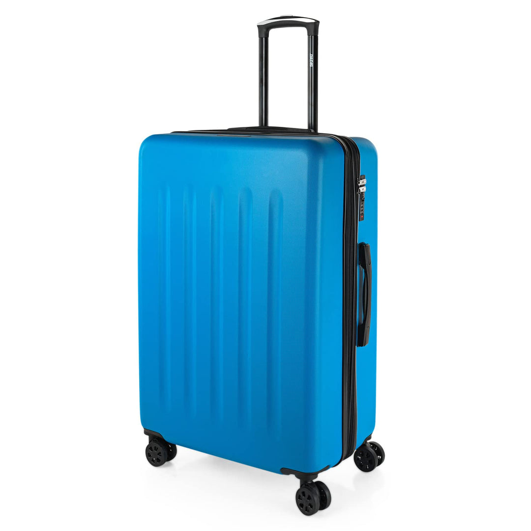 SKPAT Reisekoffer-Set, 4 Räder, Reisekoffer-Set, leicht, mit Zahlenschloss Elektrisches Blau M + L,