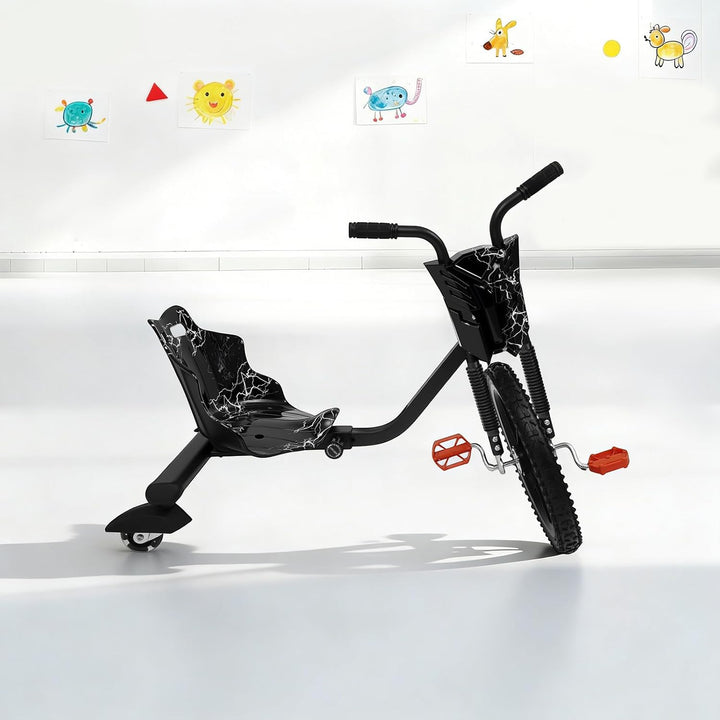 Drift-Trike mit Pedalantrieb Go-Kart Bis 80kg für Kinder Schwarzer Blitz, Schwarzer Blitz