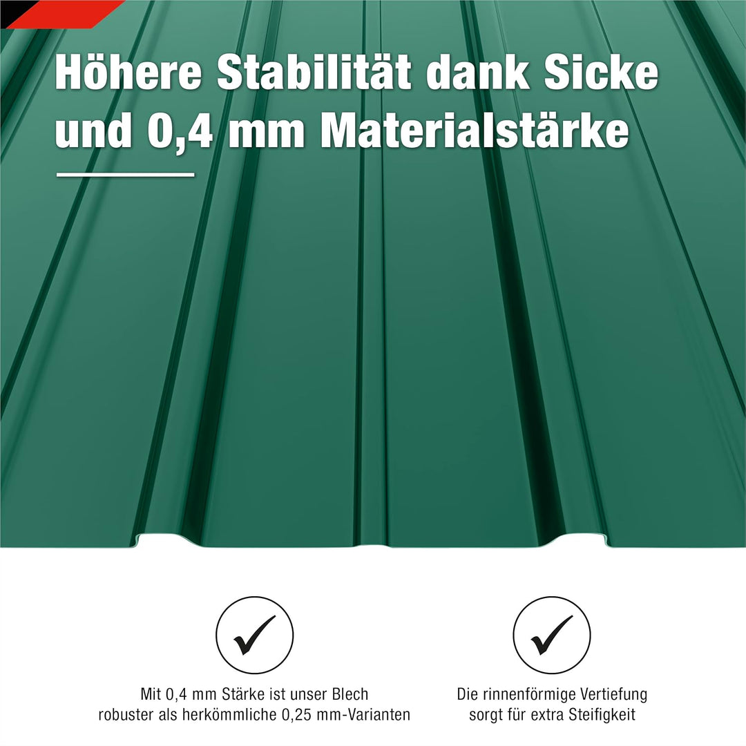 SMART 12 Stück Trapez-Abdeckblech Profilblech Premium-Blech Stärke 0,4 mm 125 x 45 cm 6,75 m² inkl.